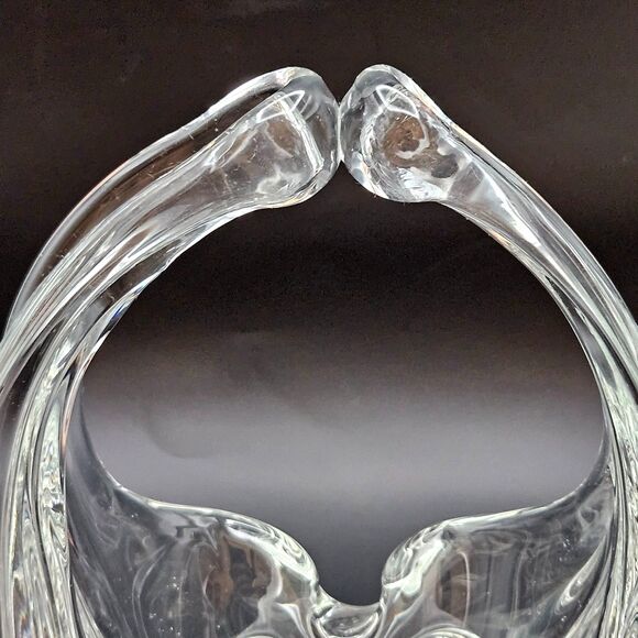Murano Art Glass Basket Split Handle Hand Blown Clear Art Glass Vintage Abstract - Picture 6 of 10